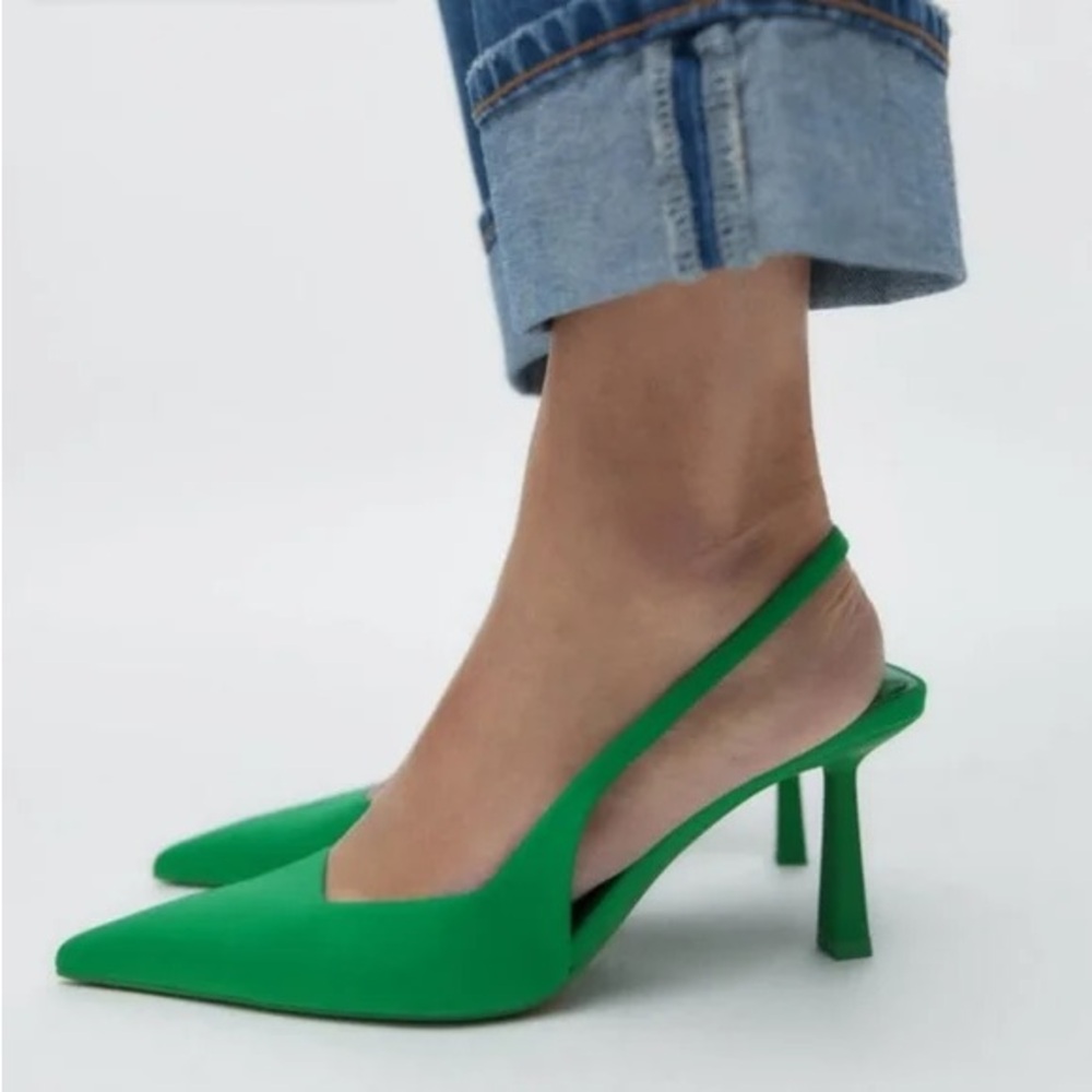 Zara Green Slingback Heels